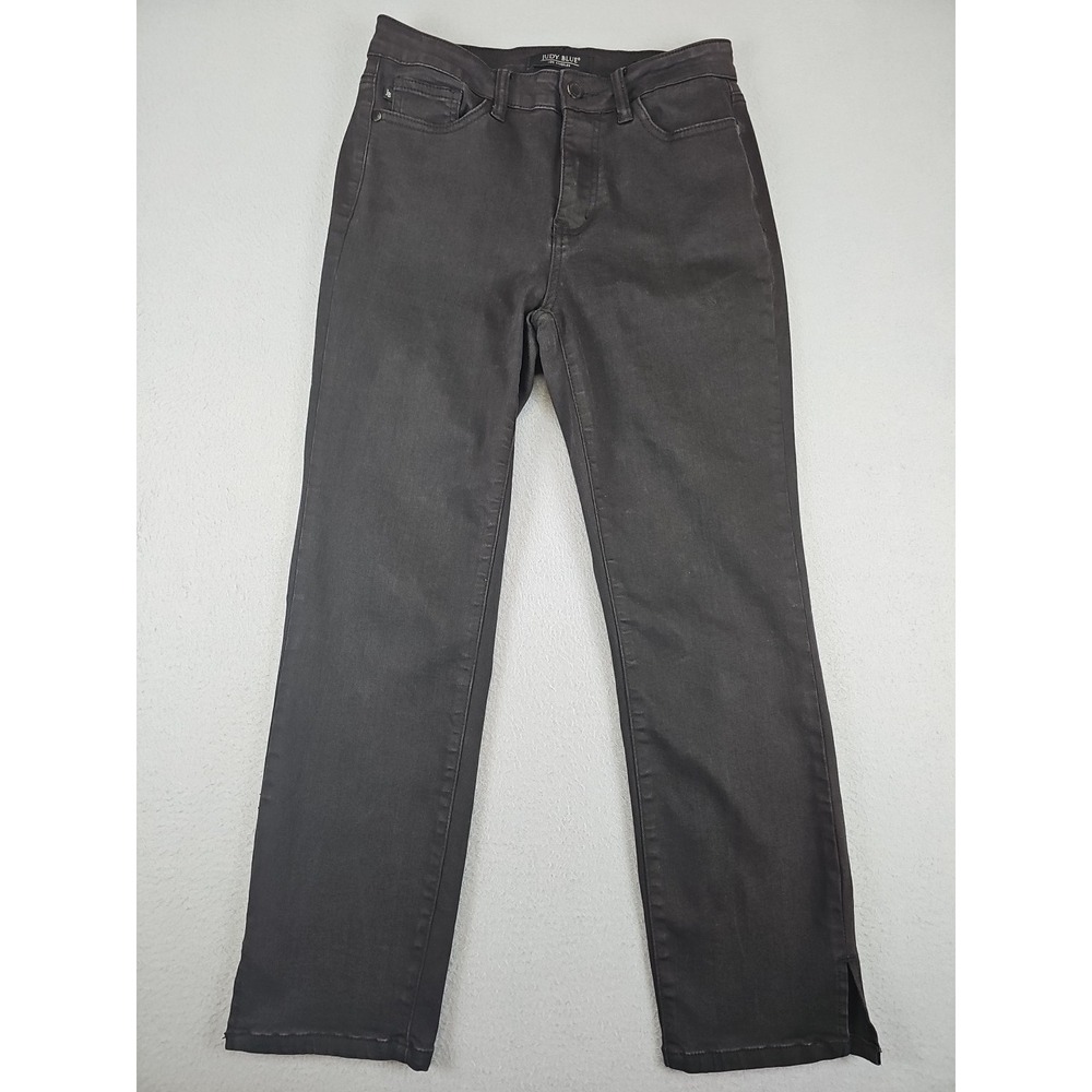 Judy Blue Size 5/27 Black Straight Slim Fit Ankle Split Hem Denim Jeans JB84194